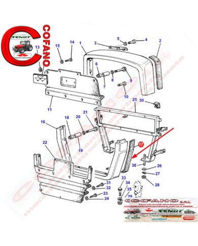 Guarnizione griglia cofano anteriore Massey Ferguson - 3547437M1 Guarnizione griglia cofano anteriore Massey Ferguson - 3547437M1