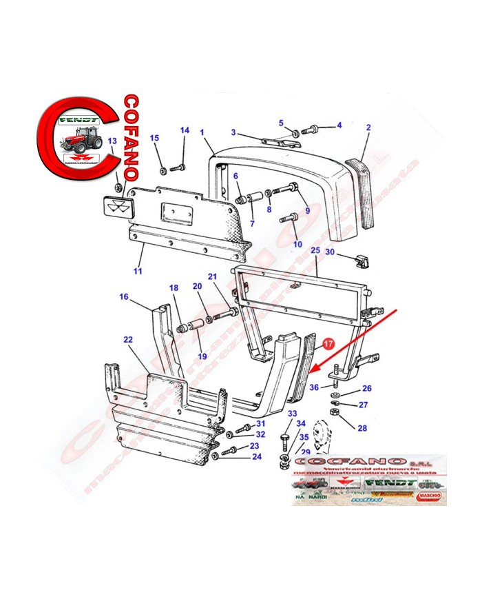 Guarnizione griglia cofano anteriore Massey Ferguson - 3547437M1