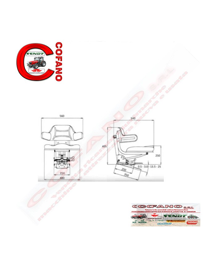 Sedile per trattori universale con braccioli TS22000