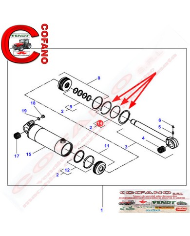 Kit tenuta pistoni sollevatore Massey Ferguson - Fendt