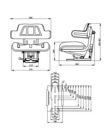 Sedile per trattore Gopart TS15601GP con cintura di sicurezza