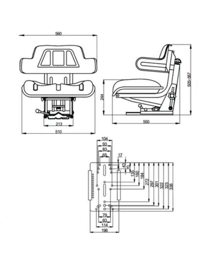 Sedile per trattore Gopart TS15601GP con cintura di sicurezza