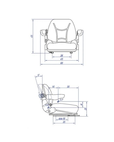 Sedile con molleggio universale per macchine edili e agricole