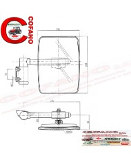 Specchietto retrovisore trattori 180x230mm SINISTRO