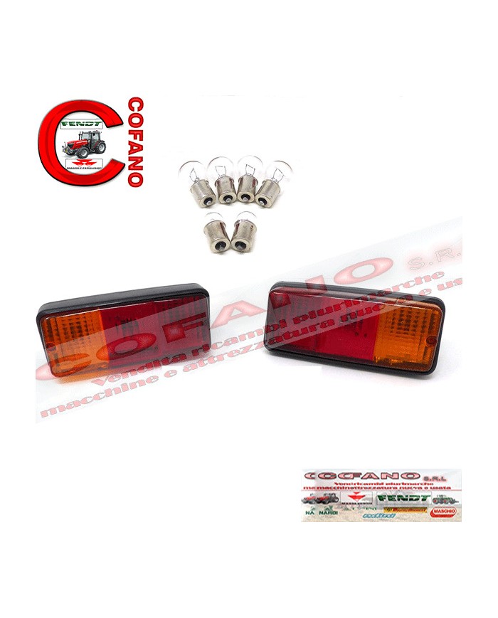 Coppia Fari Kit Fanali Posteriori Trattore Carrello Rimorchio e Lampadine