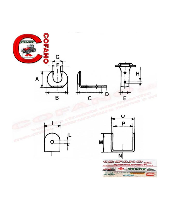 Piastrina di attacco per tirante cofano trattore Piastrina di attacco per tirante cofano trattore