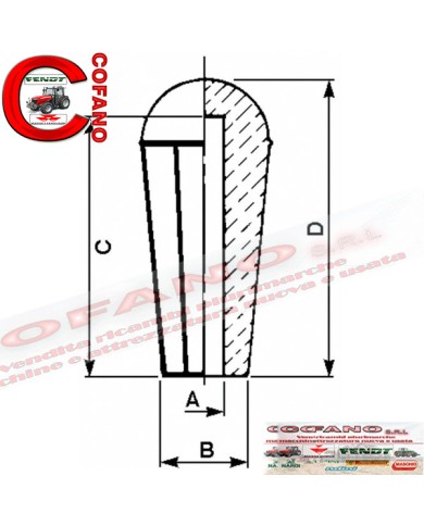 Pomolo liscio a testa sferica, lunghezza 4cm foro interno Ø 10mm