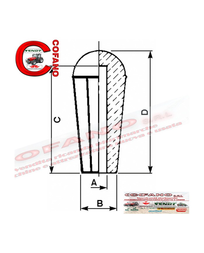 Pomolo liscio a testa sferica, lunghezza 4cm foro interno Ø 10mm