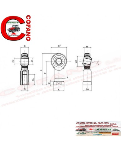 Testa a snodo femmina 8x1.5mm
