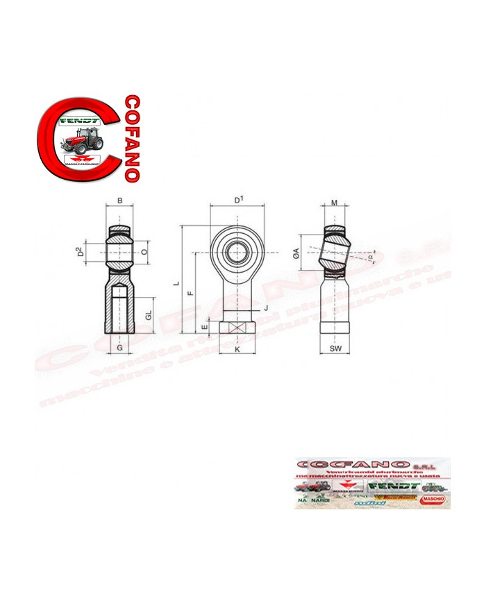Testa a snodo femmina 8x1.5mm