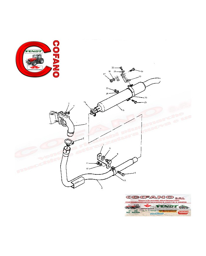 Kit scarico da orizzontale a verticale per Massey Ferguson serie 300 Kit scarico da orizzontale a verticale per Massey Ferguson serie 300
