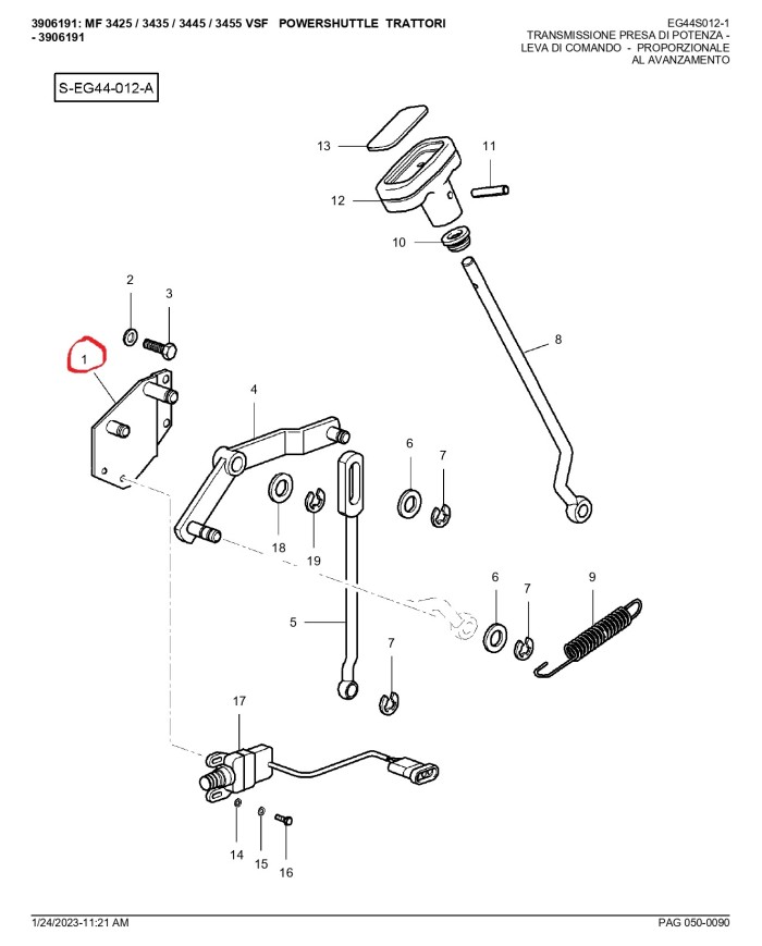Piatra supporto presa di forza Massey Ferguson 3300 3400 - SDF