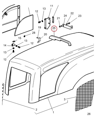 Guarnizione spugna chiusura cofano MF 3300 3400 SHL
