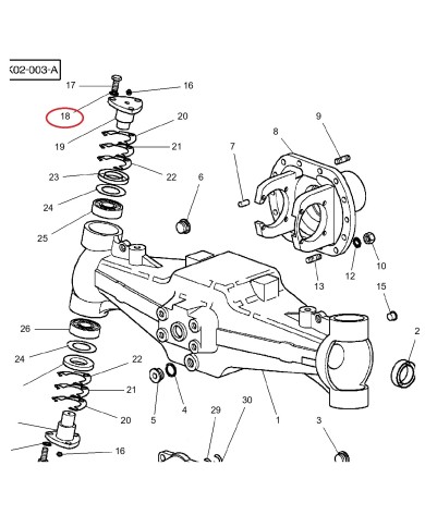 Perno fuso a snodo assale anteriore MF 3400 compatibile SHL-SDF