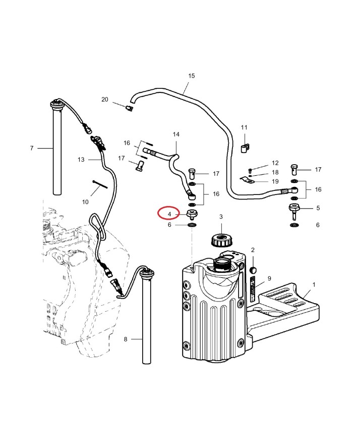 Raccordo tubo Nafta Serbatoio Massey Ferguson compatibile SDF