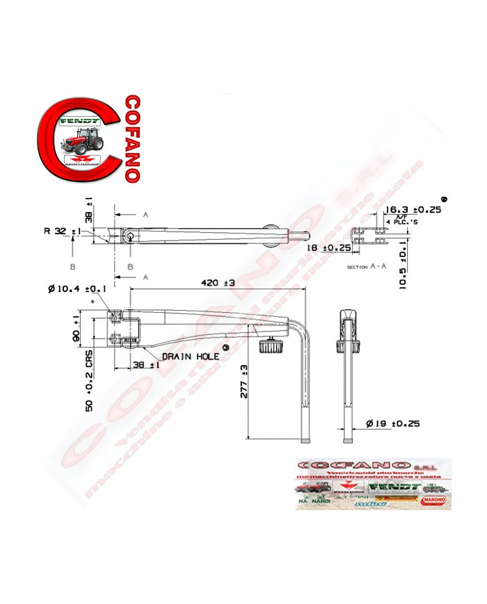 Braccio telescopico specchietto per MF 5000-6000-7000-8000