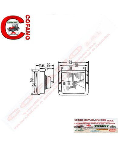 Faro anteriore Con Riparazione sx/dx HELLA CASE IH 173x144 mm 3140022