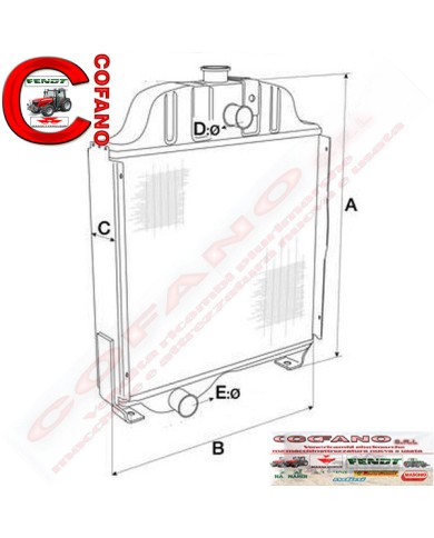 Radiatore Massey Feruson Landini H. 620 mm L. 475 mm