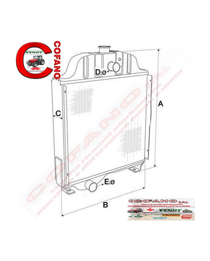 Radiatore Massey Feruson Landini H. 620 mm L. 475 mm