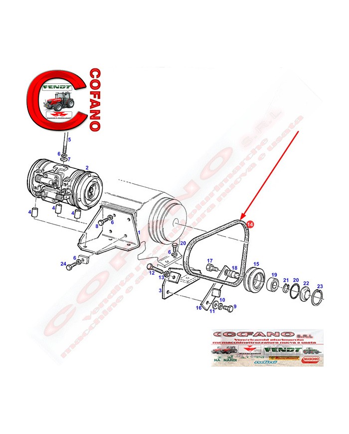Cinghia Agco 13 x Lung. 918 mm adattabile Fendt - X696623300000