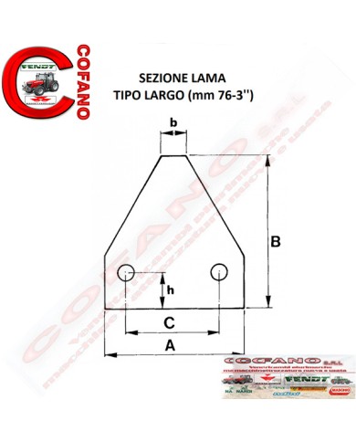 Kit pz. 3 lame 3' a 3 fori Ø 5.5 mm - 88x3 mm rigate per barre falcianti Kit pz. 3 lame 3' a 3 fori Ø 5.5 mm - 88x3 mm rigate per barre falcianti