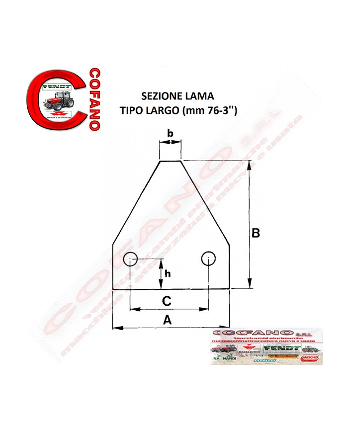 Kit pz. 3 lame 3' a 3 fori Ø 5.5 mm - 88x3 mm rigate per barre falcianti
