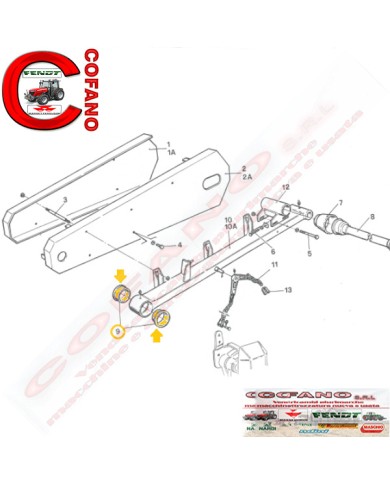 Boccola in plastica per barre falcianti G e S 021 133 x 35 mm