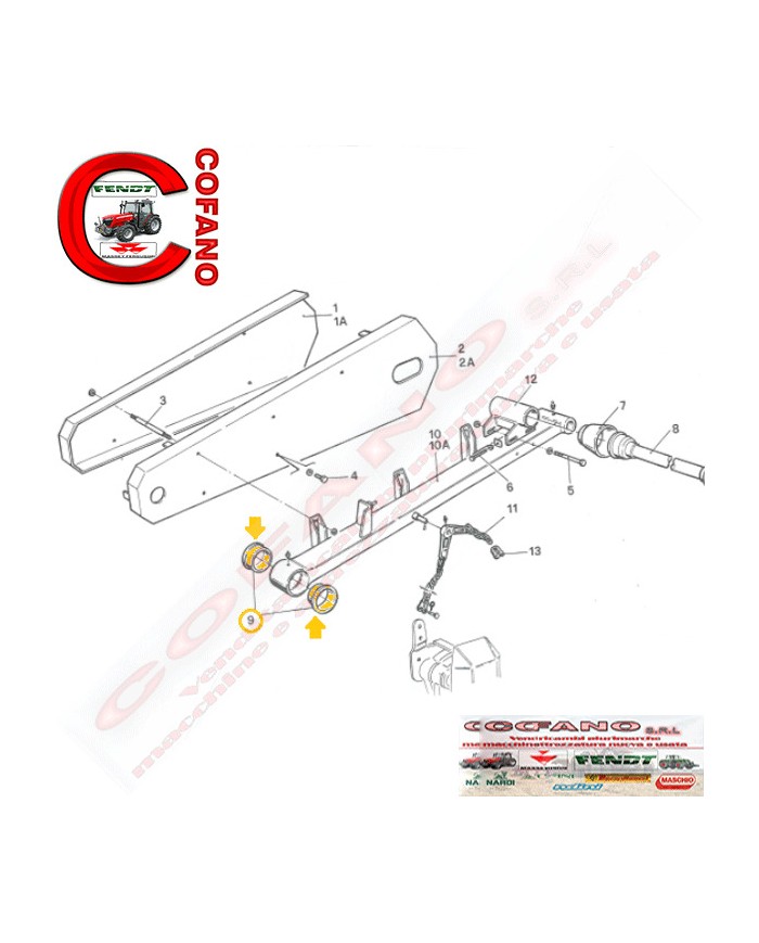 Boccola in plastica per barre falcianti G e S 021 133 x 35 mm