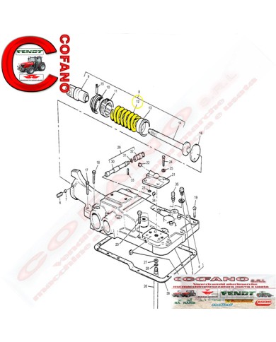 Molla coperchio sollevatore idraulico Lungh. 136 mm Ø 61 mm Massey Ferguson Molla coperchio sollevatore idraulico Lungh. 136 mm Ø 61 mm Massey Ferguson