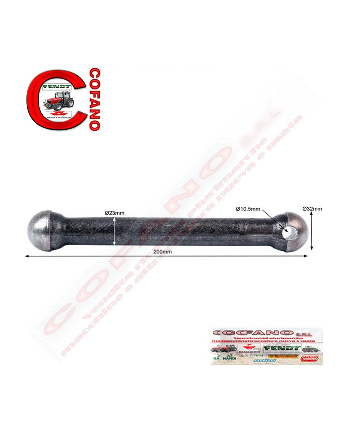 Asta sollevamento idraulico Lungh. 200 mm Ø foro 10.5 mm adattabile MF