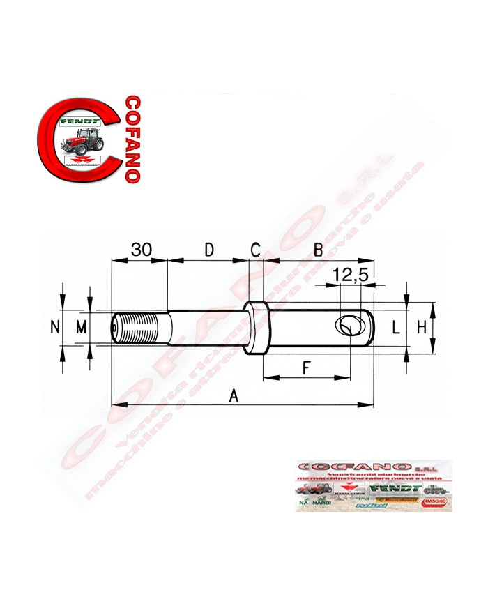 Perno per attacco attrezzi 3 punti compatibile per Verdegiglio Ø 22 mm L 16