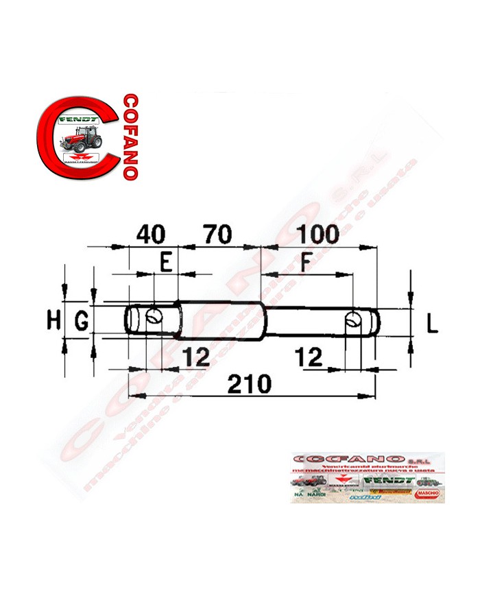 Perno doppio intercambiabile per attacco attrezzi Lungh 210 mm