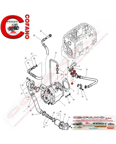 Tappo ghiera tubo pompa sollevatore MF serie 8000 Tappo ghiera tubo pompa sollevatore MF serie 8000