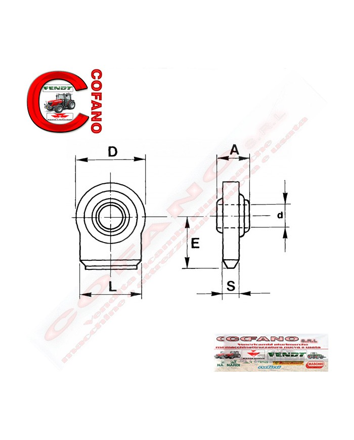Supporto rotula piatto a saldare fianchi inclinati Ø 28.4 mm cat. 2