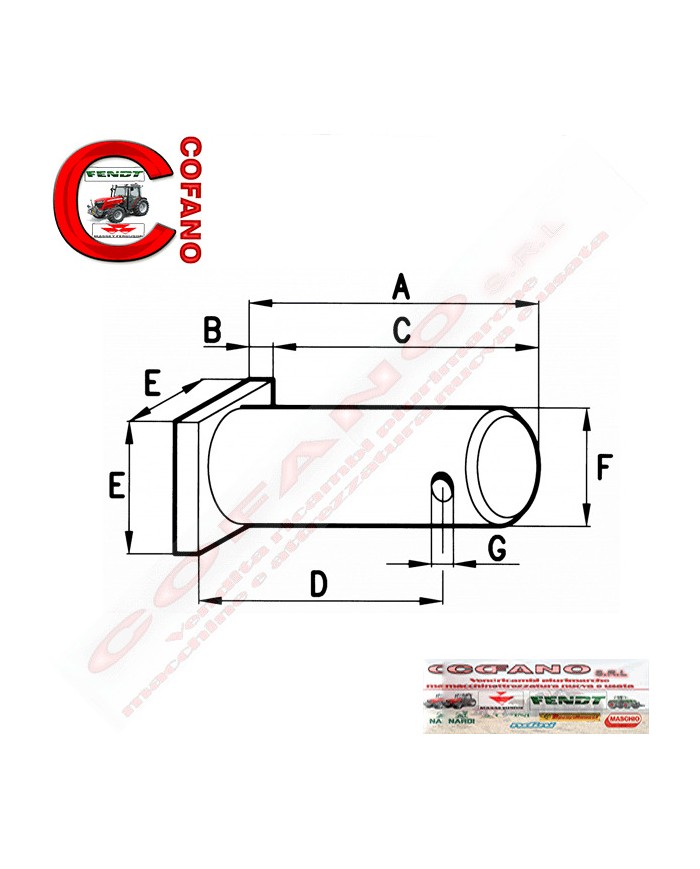 Perno con piastra Ø 19 x 78 mm piastra 40 x 70 mm
