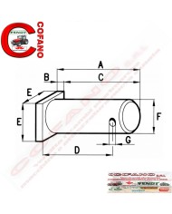 Perno con piastra Ø 19 x 78 mm piastra 40 x 70 mm
