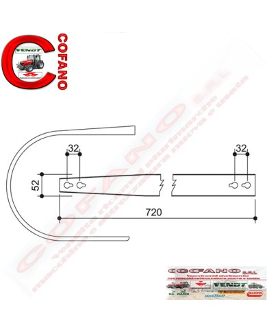 Fascia laterale raccoglitrice Feraboli sviluppo lungh. 720 mm largh 52 mm