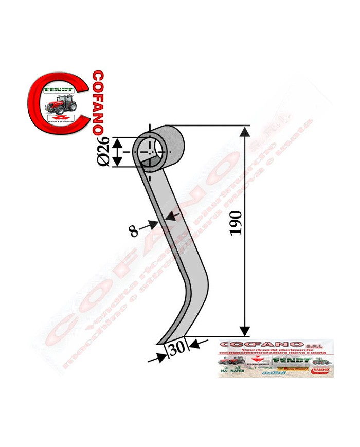 Coltello Maschio Lung 190 mm Larg 30 mm Foro Ø 26 mm