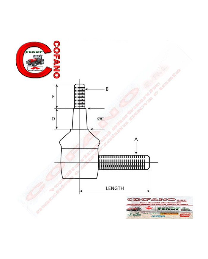 Tirante sterzo 101 mm Massey Ferguson 200-300 Landini 5830