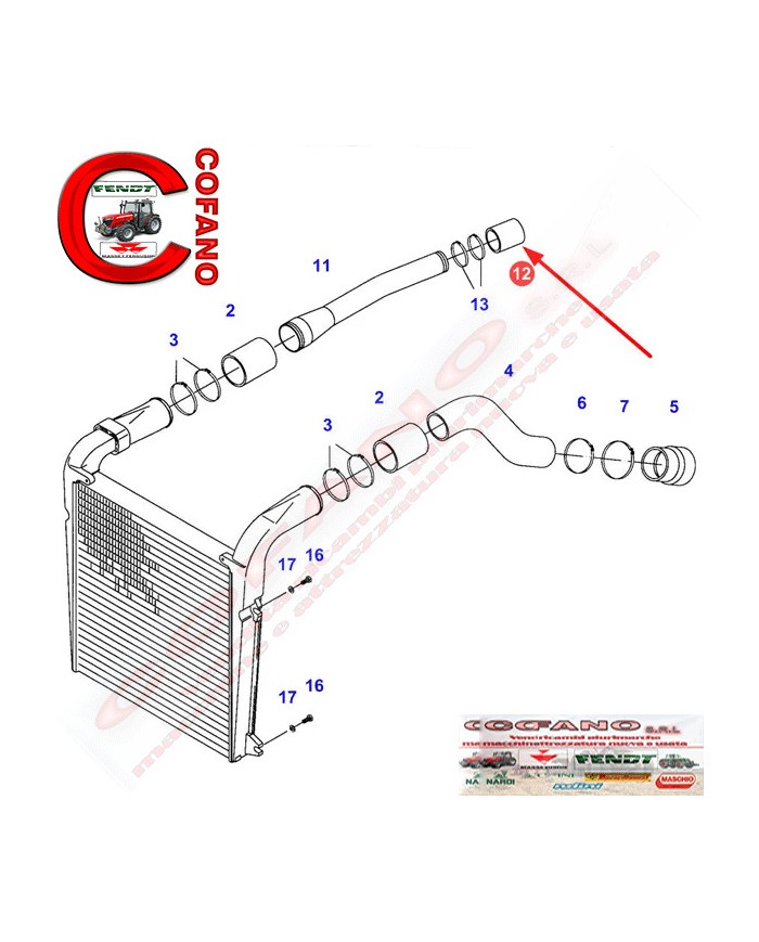 Manicotto tubo di raffreddamento Fendt 800-900 Ø 50 x Lungh. 90 mm