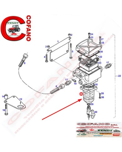 Separatore carburante in vetro Fendt - Massey Ferguson - Valtra