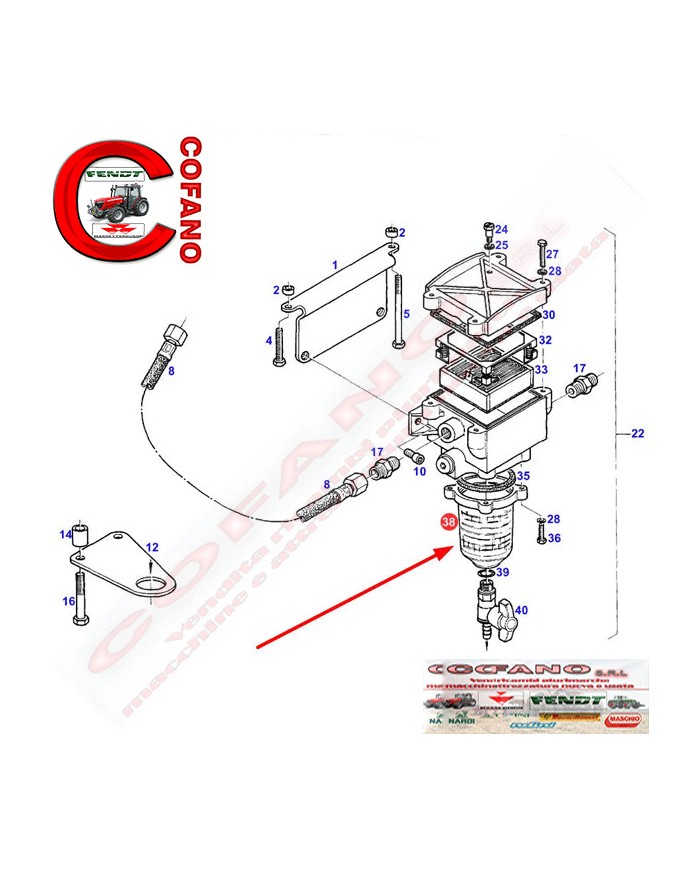Separatore carburante in vetro Fendt - Massey Ferguson - Valtra