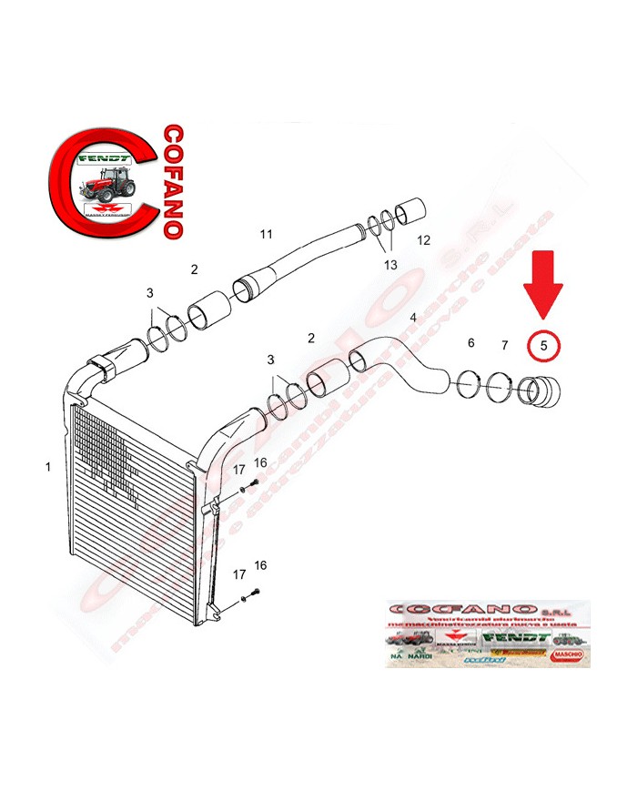 Tubo riduzione intercooler Fendt 800-900 Lungh. 98 mm