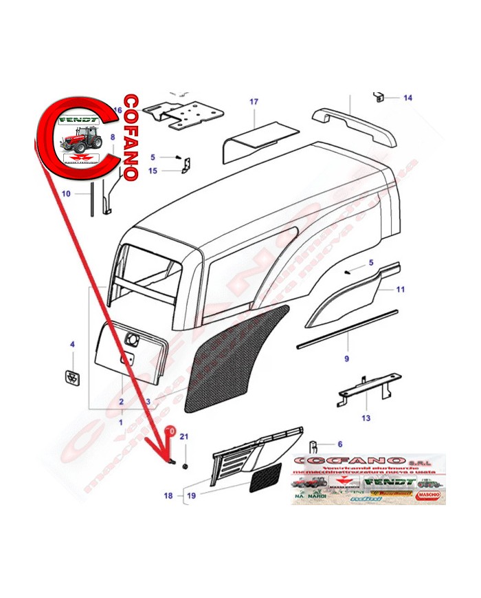 Perno d'attacco M8 x 1.25 x 20 per Massey Ferguson 3300-3400