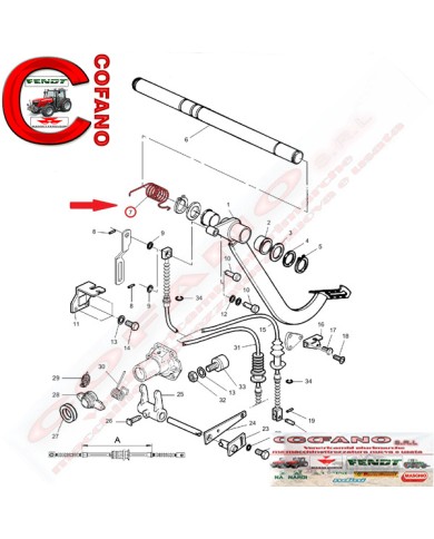 Molla pedale frizione MF serie 300 - 3699309M1