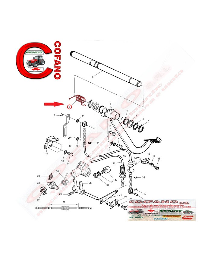 Molla pedale frizione MF serie 300 - 3699309M1