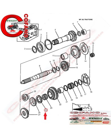 Accoppiamento 12 velocità Massey Ferguson 300-4000-5000 Agco