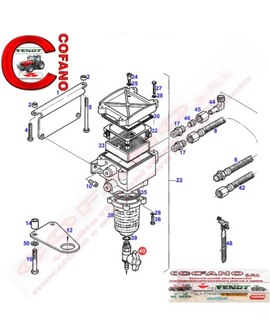 Valvola di scarico Fendt 700-800-900 Massey Ferguson 5000-6000-7000-8000