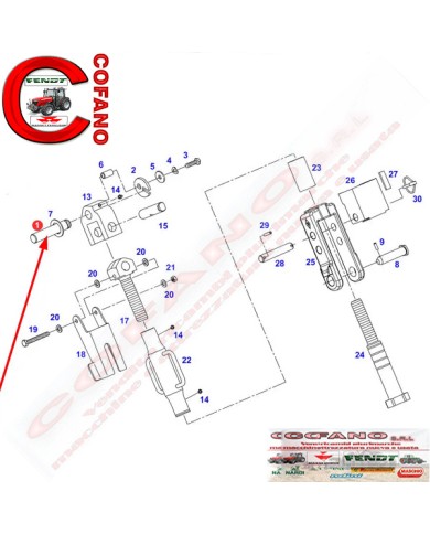 Perno braccio M25x128 Fendt 400-700-800 Massey Ferguson 7400