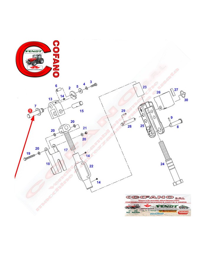 Perno braccio M25x128 Fendt 400-700-800 Massey Ferguson 7400